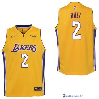 Maillot NBA Pas Cher Los Angeles Lakers Junior Lonzo Ball 2 Jaune 2017/18