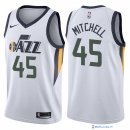 Maillot NBA Pas Cher Utah Jazz Donovan Mitchell 45 Blanc Association 2017/18