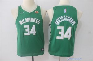 Maillot NBA Pas Cher Milwaukee Bucks Junior Giannis Antetokounmpo 34 Vert 2017/18