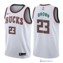 Maillot NBA Pas Cher Milwaukee Bucks Sterling Brown 23 Retro Blanc 2017/18