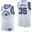 Maillot NBA Pas Cher Golden State Warriors Kevin Durant 35 Nike Retro Blanc 2017/18