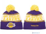 Tricoter un Bonnet NBA Los Angeles Lakers 2017 Pourpre Jaune 2