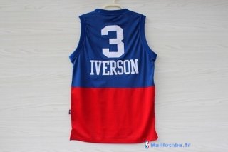 Maillot NBA Pas Cher Philadelphia Sixers Allen Iverson 3 Retro Bleu Rouge