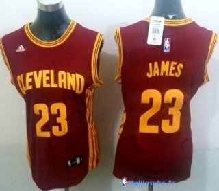 Maillot NBA Pas Cher Cleveland Cavaliers Femme LeBron James 23 Rouge Profond