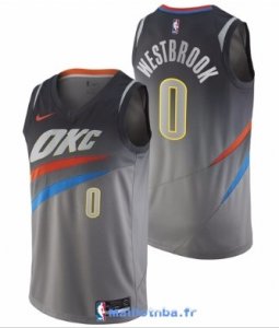 Maillot NBA Pas Cher Oklahoma City Thunder Russell Westbrook 0 Nike Gris Ville 2017/18