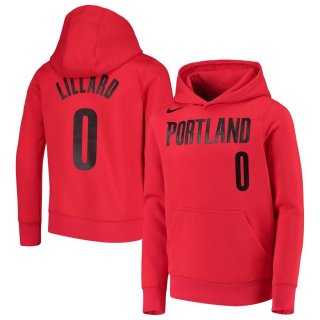 Portland Trail Blazers Damian Lillard Nike Red Logo Name & Number Pullover Hoodie