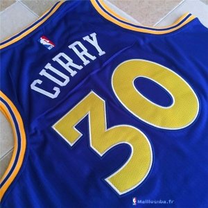 Maillot NBA Pas Cher Golden State Warriors Stephen Curry 30 Retro Bleu Jaune