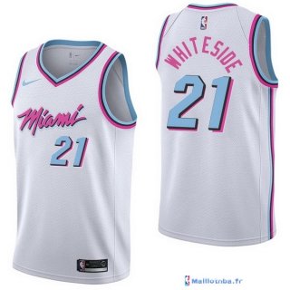 Maillot NBA Pas Cher Miami Heat Hassan Whiteside 21 Nike Blanc Ville 2017/18