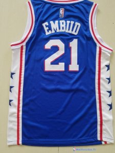 Maillot NBA Pas Cher Philadelphia Sixers Junior Joel Embiid 21 Bleu Icon 2017/18