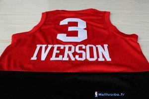 Maillot NBA Pas Cher Philadelphia Sixers Allen Iverson 3 Retro Rouge Noir