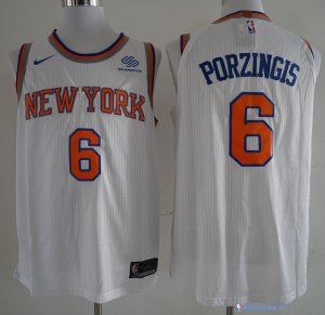 Maillot NBA Pas Cher New York Knicks Kristaps Porzingis 6 Blanc Association 2017/18