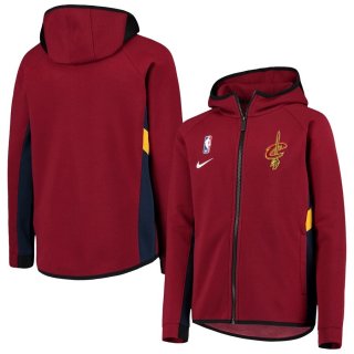 Cleveland Cavaliers Nike Wine Team Logo Showtime Performance Raglan Full-Zip Hoodie