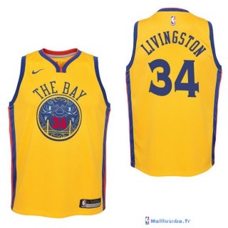 Maillot NBA Pas Cher Golden State Warriors Junior Shaun Livingston 34 Nike Jaune Ville 2017/18