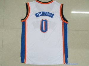 Maillot NBA Pas Cher Oklahoma City Thunder Junior Russell Westbrook 0 Blanc