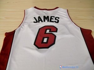 Maillot NBA Pas Cher Miami Heat LeBron James 6 Blanc Rouge