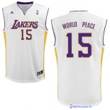 Maillot NBA Pas Cher Los Angeles Lakers Metta World 15 Peace Blanc