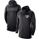 New York Knicks Nike Heathered Black Authentic Showtime Therma Flex Performance Full-Zip Hoodie