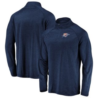 Oklahoma City Thunder Fanatics Branded Navy Iconic Striated Raglan Quarter-Zip Pullover Jacket