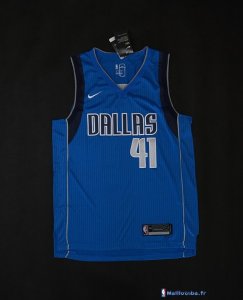 Maillot NBA Pas Cher Dallas Mavericks Dirk Nowitzki 41 Bleu Icon 2017/18