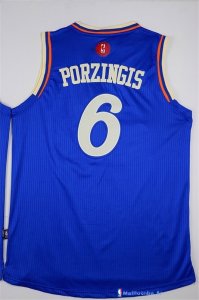 Maillot NBA Pas Cher Noël New York Knicks Porzingis 6 Bleu