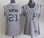 Maillot NBA Pas Cher San Antonio Spurs Femme Tim Duncan 21 Gris