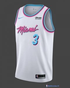 Maillot NBA Pas Cher Miami Heat Dwyane Wade 3 Blanc Ville 2017/18