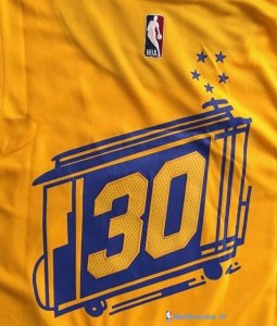 Maillot NBA Pas Cher Golden State Warriors Stephen Curry 30 Retro City Jaune