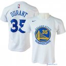 Maillot Manche Courte Golden State Warriors Kevin Durant 35 Nike Blanc