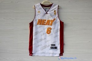 Maillot NBA Pas Cher Miami Heat LeBron James 6 Blanc Or