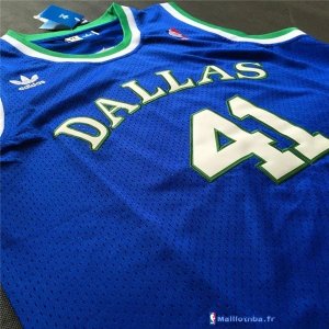 Maillot NBA Pas Cher Dallas Mavericks Dirk Nowitzki 41 Retro Bleu