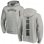 Brooklyn Nets Fanatics Branded Ash Personalized Backer Pullover Hoodie