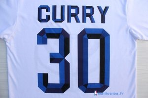 Maillot NBA Pas Cher Golden State Warriors Stephen Curry 30 Blanc Bleu MC