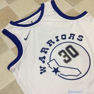 Maillot NBA Pas Cher Golden State Warriors Stephen Curry 30 Nike Retro Blanc 2017/18