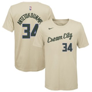 Milwaukee Bucks Giannis Antetokounmpo Nike White 2019/20 City Edition Name & Number T-Shirt