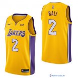 Maillot NBA Pas Cher Los Angeles Lakers Lonzo Ball 2 Jaune 2017/18