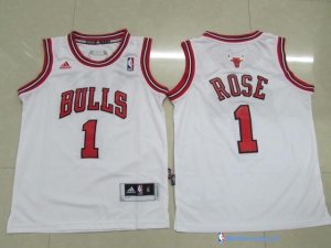 Maillot NBA Pas Cher Chicago Bulls Junior Derrick Rose 1 Blanc