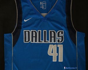 Maillot NBA Pas Cher Dallas Mavericks Dirk Nowitzki 41 Bleu Icon 2017/18