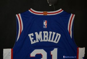 Maillot NBA Pas Cher Philadelphia Sixers Joel Embiid 21 Bleu 2017/18