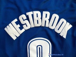 Maillot NBA Pas Cher Oklahoma City Thunder Russell Westbrook 0 Retro Bleu