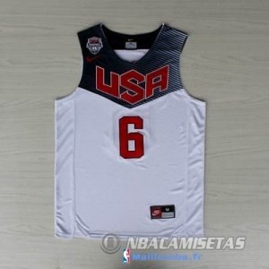 Maillot NBA Pas Cher USA 2014 Rose 6 Blanc