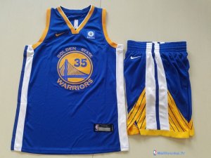 Maillot NBA Pas Cher Golden State Warriors Junior Kevin Durant 35 Complet Ensemble Bleu 2017/18