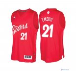 Maillot NBA Pas Cher Noël Philadelphi Sixers Joel Embiid 21 Rouge