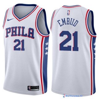 Maillot NBA Pas Cher Philadelphia Sixers Joel Embiid 21 Blanc Association 2017/18