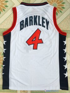 Maillot NBA Pas Cher USA 1996 Charles Barkley 4 Blanc