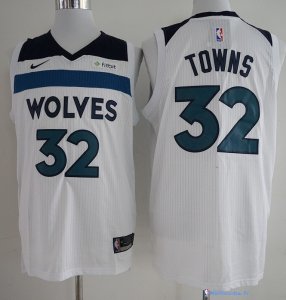 Maillot NBA Pas Cher Minnesota Timberwolves Karl Anthony Towns 32 Blanc 2017/18