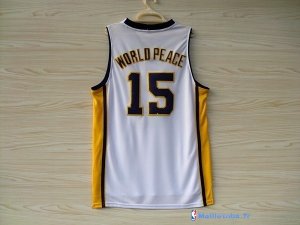 Maillot NBA Pas Cher Los Angeles Lakers Metta World 15 Peace Blanc