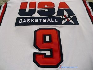 Maillot NBA Pas Cher USA 1992 Jordan 9 Blanc