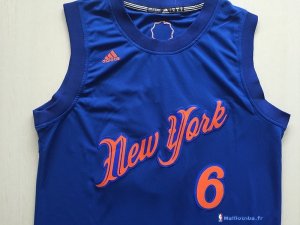 Maillot NBA Pas Cher Noël New York Knicks Kristaps Porzingis 6 Bleu