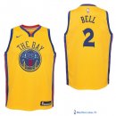 Maillot NBA Pas Cher Golden State Warriors Junior Jordan Bell 2 Nike Jaune Ville 2017/18