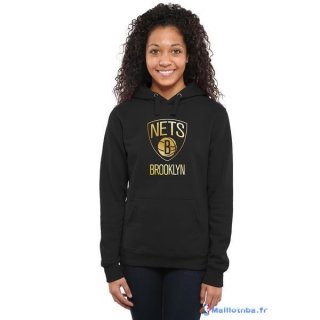 Survetement NBA Pas Cher Brooklyn Nets Femme Noir Or